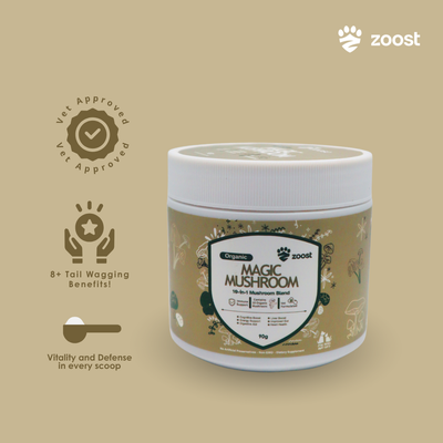 ZOOST 10 in 1 Mushroom Powder Supplement for Dogs and Cats - For Immune, Energy and Vitality